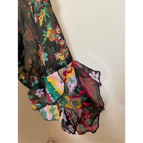 New Free People Magic Hour Wrap Top in Black Combo Size XS.. - Picture 6 of 9